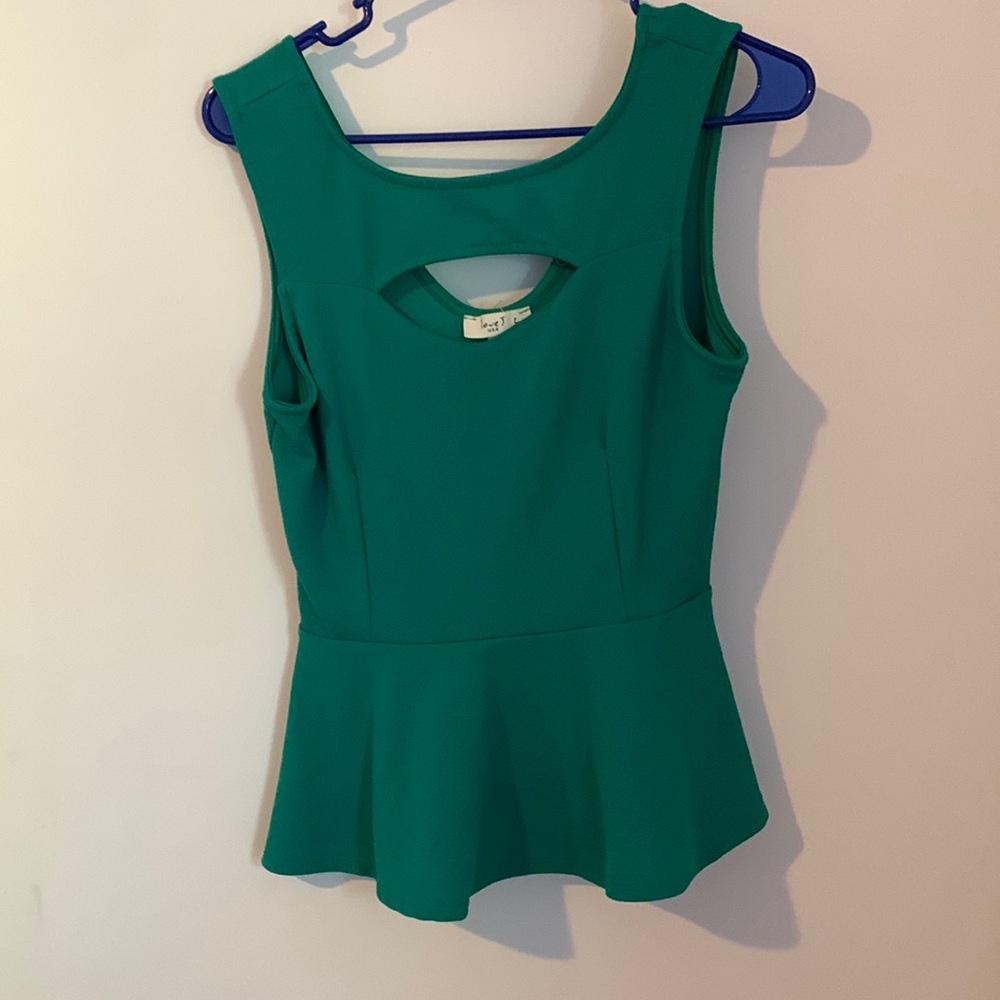 Cutout front green top.